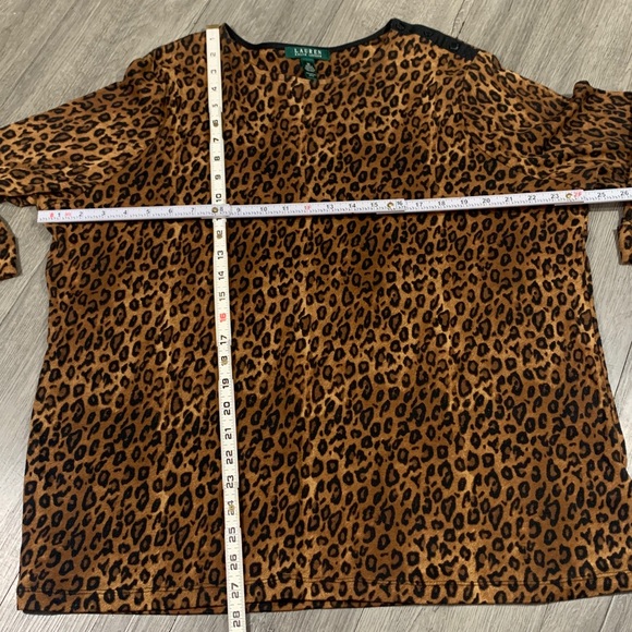 Lauren Ralph Lauren Animal Print 100% Cotton Stretch Knit 3/4 Sleeve Top size 3X - Picture 7 of 9